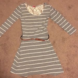 Gray & white striped dress